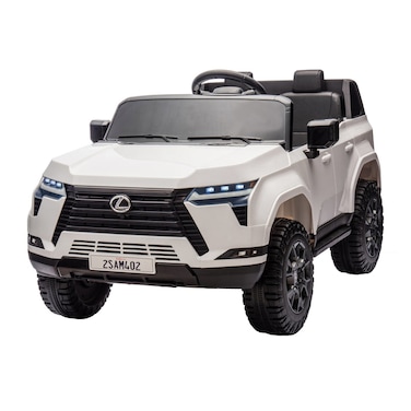 Lovely Baby LB 4002EL Battery Operated Kids Ride-On Vehicle with, EVA Wheels, Music, LED Lights, Seat Belt, Sit and Drive Car for Boys &amp; Girls Ages 2-6 Years - White