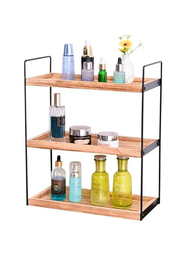 DAYONG 3-Tier Bathroom Counter Organizer, Wood Bathroom Countertop Organizer Shelf, Bathroom Trays for Counter Storage, Perfume Skincare Cosmetic Holder, Kitchen Spice Rack