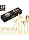 24-Piece Stainless Steel Cutlery Set Gold Finish