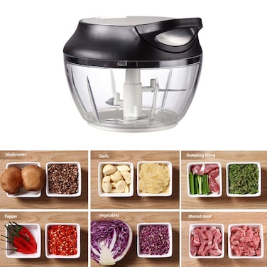 Pull String Manual Food Vegetable Chopper Black 15*8.5*14cm