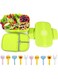 Box with Mini Fruit Fork 850 ML Kids School Daycare Bento Bento Box with Cutlery Leak Proof 3 Compartment Lunch Container (Green)
