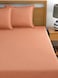 MAXQON Fitted Bed Sheet +2Pcs Pillow Covers, King Size 180x200+20cm, Color Peach