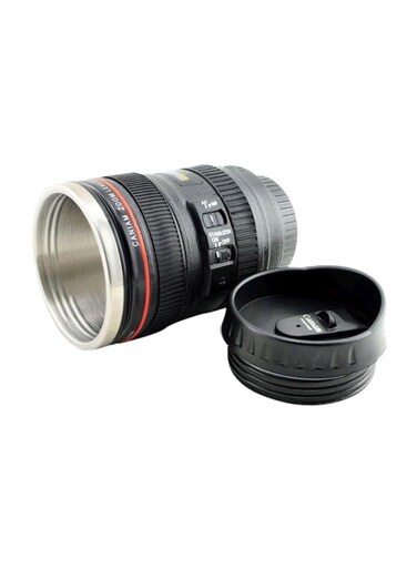 Camera Lens Shaped Thermal Mug Black Standard