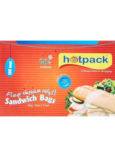 Disposable Plastic, Multipurpose, Food Storage, Sandwich Bag 15x17cm, 100 Pieces