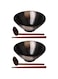 Kanwone Ceramic Japanese Ramen Bowl Set, Noodle Soup Bowls - 37 Ounce, with Matching Spoons and Chopsticks for Udon Soba Pho Asian Noodles, Set of 2, Black