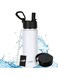 MEEMS 550ml/18oz Double-Walled Insulated Flask with 2 Sturdy Lids and Straw, BPA-Free Stainless Steel Thermos &ndash; Keeps Liquid Hot/Cold for Up to 6-12 Hours, Leakproof Sports Vacuum Mug (White) (White)