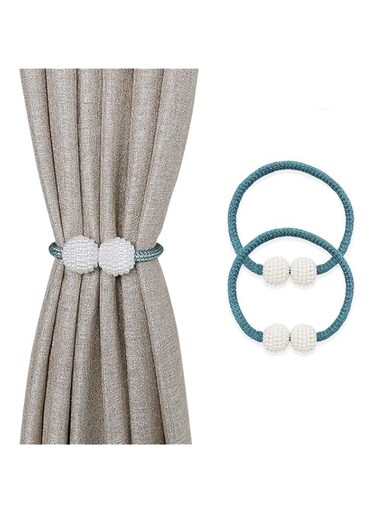 X spring Magnetic Curtain Tiebacks, 2 Pack Curtain Clips Rope Straps for Window Draperies, Drape Tie Backs Decorative Curtain Holdbacks for Home Bedroom Office Decorative Curtain