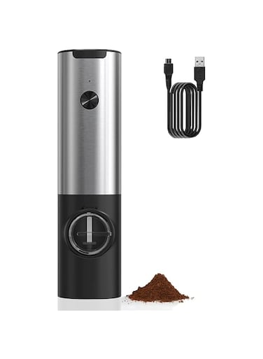 Weishuo Electric Salt and Pepper Grinder Set Rechargeable Electric Dried Spice Mills ABS &amp; Stainless Steel Shell Adjustable Coarseness Automatic Grinder, One Handed Operation with Type-C Cable