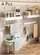 4-Piece Kitchen Spice Rack Organizer Seasoning Storage Rack Kitchen Supplies Storage Shelf Set Aluminium Alloy White