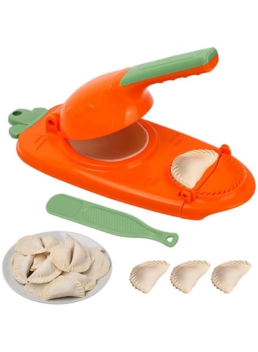 JOZHAOJUN 2 In 1 Dumpling Maker Mould, Manual DIY Kitchen Gadget for Easy Dumpling Wonton Ravioli Pastry Pie Making, Orange, Plastic