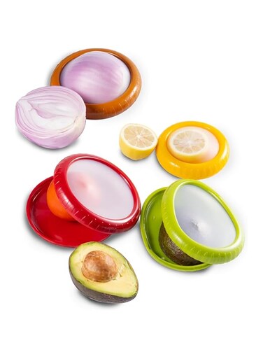 MostNow 4Piece Set Avocado Saver and Onion Storage,Silicone Food Storage Containers, Multifunctional and Perfect for Lemons, Cheese, Tomatoes, Potatoes, Garlic