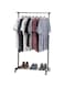 Showay Clothes Rack Hanger Stand, Height Adjustable Garment, Clothing Rack, Hanger, Single Rod With Wheels, Black Cd-1202-08