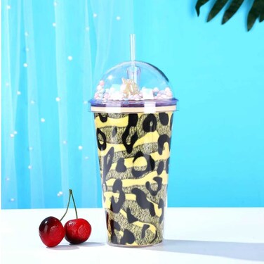 Premium Capybara foam Tumblers Durable Cute Drinking Cup with Straw, Reusable Tumblers Semi Transparent Double Walled Tumblers