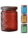 NimbusNote Vintage Glass Jar, Begonia Storage Jar, 23.7 FL OZ Glass Jar with Solid Wood Lid, Glass Food Storage Canister for Kitchen, Laundry Detergent, Coffee, Candy Jar Cute Jar (Red)