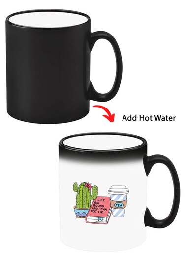 Color Changing Heat Sensitive Ceramic Mug, Image Revealed When HOT Liquid is Added! cactus coffee books