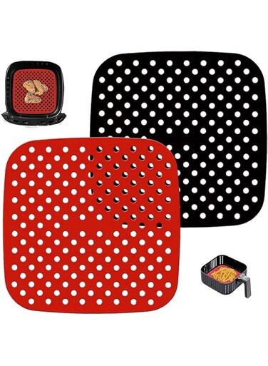 ELECDON Reusable Air Fryer Liners, 2-Pack Air Fryer Accessories For NINJA, INSTANT VORTEX, MORE, 100% Silicone Replacement of Parchment Paper Liners, Round, Silicone Baking Tray Pots