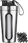 Funito Protein Shaker Bottle, 0.8kg Shaker Bottles for Protein Mixes and Pre Workout, Protein Shaker Cup with shaker ball, Visible Window, Stainless Steel Shaker Bottle Leak Proof (silver)