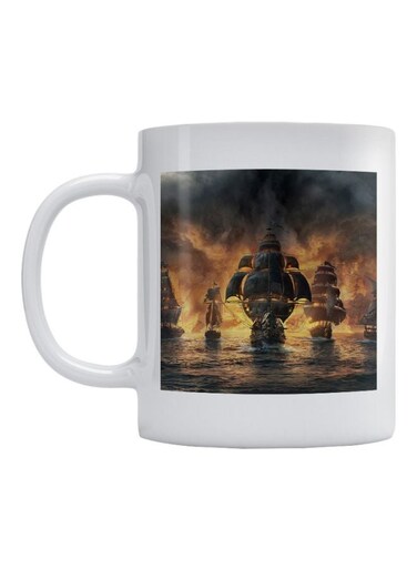 Skull And Bones Game Printed Coffee Mug White/Black/Brown 350ml