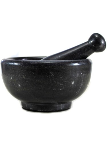 KLEO 6" Wide (Big Size) Natural Stone Mortar And Pestle Set As Spice Grinder Medicine Masher - Okhli And Musal