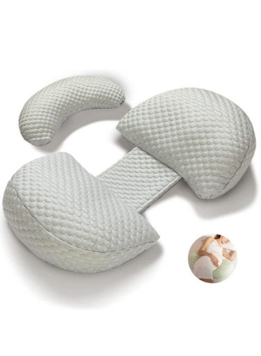 Pregnancy Pillow for Women, Soft Pregnancy Pillow, Back, Hip, Leg Support, Maternity Pillow with Removable and Adjustable Pillow Cover, Grey