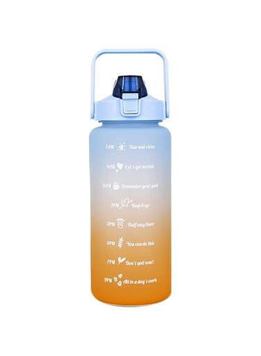 COOLBABY Portable Fitness Sport Water Bottles for Gym &amp;Outdoor Sports &amp;Office 2l Water Bottle With Straw And Handle, Tie Dye Reusable Gym Water Jug With Time Encouraging Measurement Markings