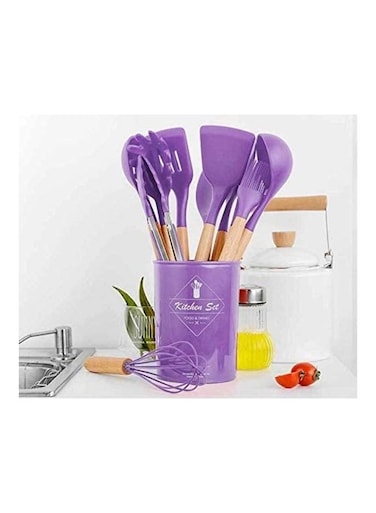 12-Piece Cooking Utensils Purple/Brown one sizecm