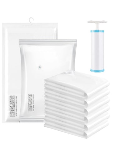 Vacuum Storage Bags with Hand Pump, Space Saver Bags,Vacuum Sealed Bags for Clothes,Comforters, Blankets and Bedding,7-Pieces (1 Jumbo, 2 Extra Large, 2 Medium, 2 Small)