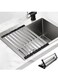 14.96" X 12.8" Roll Up Dish Drying Rack, 304 Stainless Steel Over Sink Dish Drying Rack, Foldable Heat-Resistant Dishes Drainer for Kitchen and Sink Counter