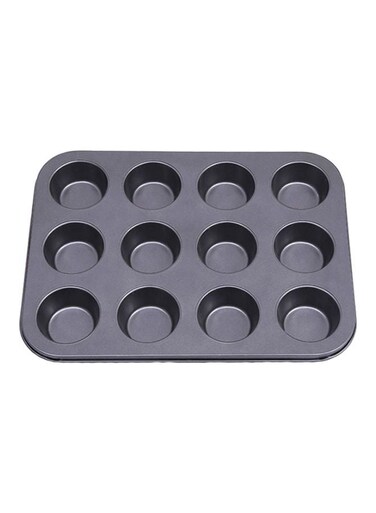 12-Cavity Muffin Cupcake Mold Black 26.5x18.5cm