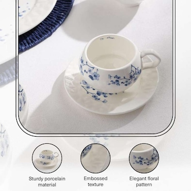 Home Floris Porcelain Tea Cup &amp; Saucer - White