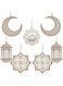 PopManko Ramdan Decorations, Wooden Pendant Eid Ramadan Decorations for Home, Ramadan Eid Mubarak Hanging Moon Star Wind Light Castle Shape Ornament Eid Al Adha Decorations