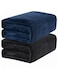 2-Pc Single Blanket 280 GSM Microfiber Fleece Flannel Bed Blanket Super Plush and Silky Throw Blanket, Size 150 x 200cm,Black/Navy