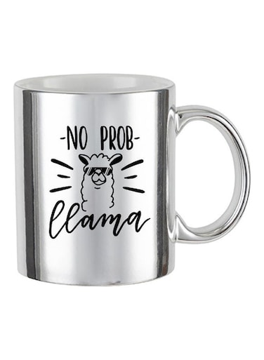 No Probllama Special Printed Mug Silver