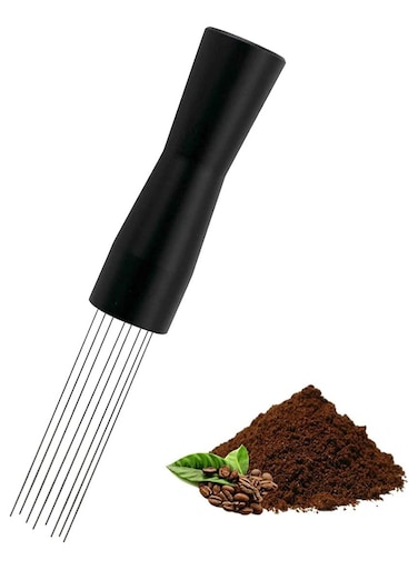 Coffee Needle Pen Size Wdt Tool Espresso Distribution Tool Coffee Powder Stirrer With Aluminum Stand Black 14x2.5x2.5cm