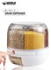 6-Grid Grain Storage Container 22Lbs   360&Acirc;&deg; Rotating Rice Dispenser with One-Click Output   Airtight Dry Food Organizer for Rice, Beans, Cereal &amp; Lentils