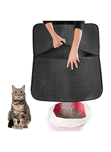 Original Cat Litter Mat Anti-Tracking Trapping Large Jumbo Size Honeycomb Double Layer Waterproof Urine Proof for Hooded/Furniture Box Pan Easy Clean Floor Carpet Scatter Control Time Saver-H