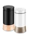 Funito Salt and Pepper Shakers Set,5 oz Clear Glass Bottom Salt Shaker with Stainless Steel Lid for Kitchen Gadgets Cooking Table Housewarming Gift Christmas Decor Refillable Design (Black + White)