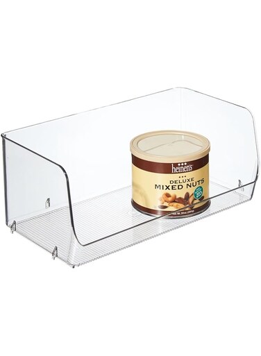 iDesign 66270 Linus Stackable Food Storage Boxes, Plastic Kitchen Storage Containers for Dry Foods, Clear