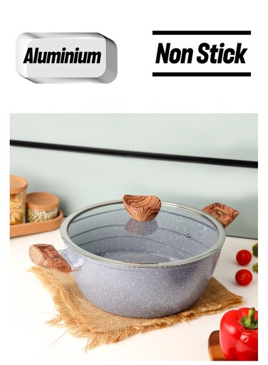 28 Cm Essential Casserole Non-Stick Aluminium Cookware With Granite Coating