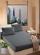 Cloudy Grey Queen Size Striped Bed Sheet Set Cotton 180x200+25cm