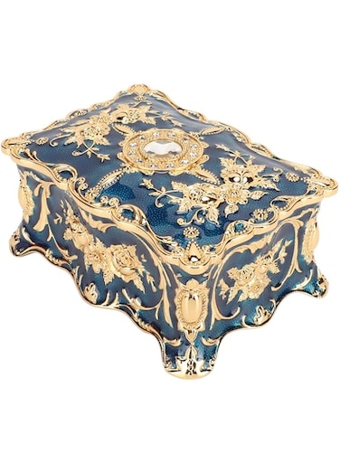 Xinwe Jewelry Box, Trinket Prevention for Anniversary (Gold Blue)