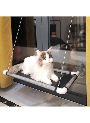 OKBUYNOW Cat Window Perch Space Saving Single Layers Hammock02 With Durable Heavy Duty Suction Cups Window Mounted Beds For Cat Kitten 360 DEGREE Sunny Resting Seat, Hm02