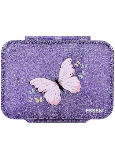 Essen Tritan Bento Lunch Box for Kids Girls - Purple Glitter Butterfly