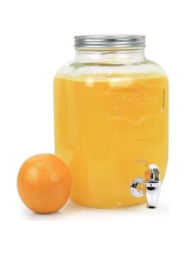 NICO SEE WONDER Glass Beverage Drink Dispenser With Leak Free Spigot, 1 Gallon, Clear