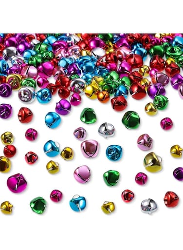 100 Pcs Jingle Bells, 6 MM Craft Bells Ornament, Colourful Small Bells Christmas Bells Decorations, Metal Tiny Bells for DIY Bracelet Necklace Knitting Jewelry Making Home Party Decor Collar, 7 Colors