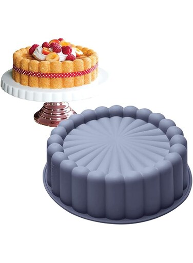 Excefore Charlotte Cake Pan Silicone, 18cm Nonstick Round Cake Molds for Cheesecake, Chocolate Cake, Brownie, Tart, Pie, Flan, Bread Baking Pans, Gray