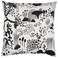 Linen Cushion Cover with Forest Print, White/Black, 50x50 cm