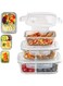 YumLock Strong &amp; Healthy Glass Food Storage Containers - 3 &amp; 2 &amp; 1 Compartment Meal Prep Containers for Pantry &amp; Kitchen Storage - Lunch Containers for Adults - Microwave Safe, Transparent White