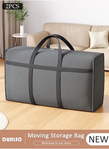 2 Pack Moving Storage Bag with Zipper, Large Capacity Multipurpose Clothes Organizing Storage Bag with Strong Handles, Folding Blanket Storage Bag for Bedroom Closet, Wardrobe, Moving, Quilt Storage