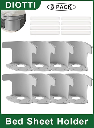 8 Pack Heavy Duty Bed Sheet Holders, Adjustable Straps to Keep Sheets Tight &amp; Wrinkle-Free for Twin, Queen, King Mattresses